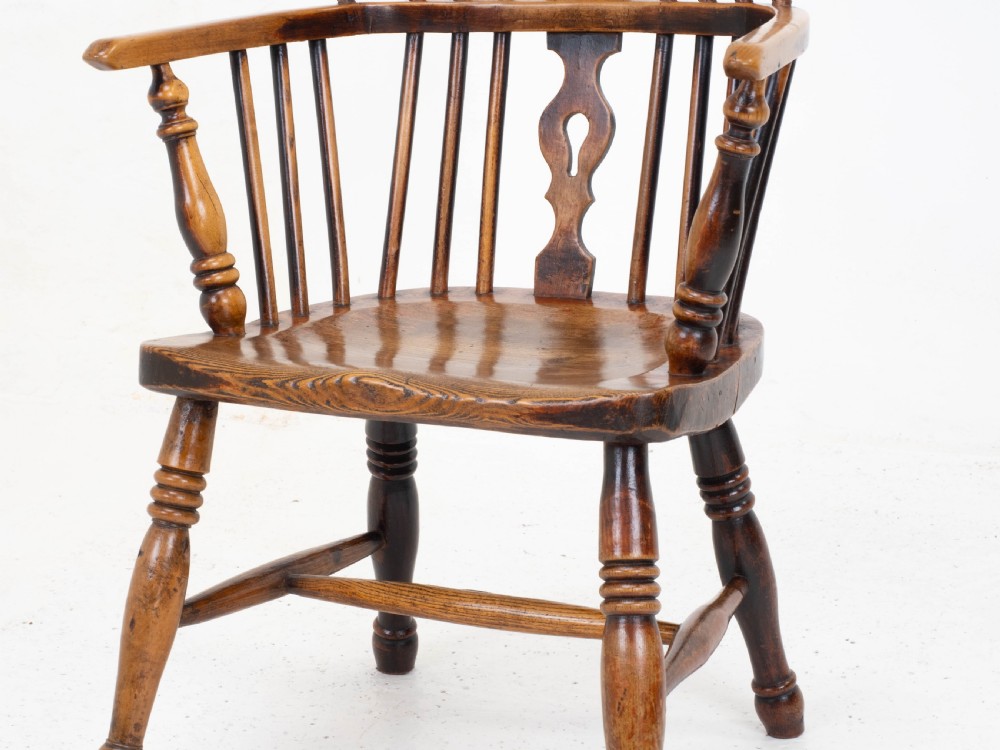 C19th Low Bow Back Elm & Ash Windsor Armchair (Chair Carver) View IX