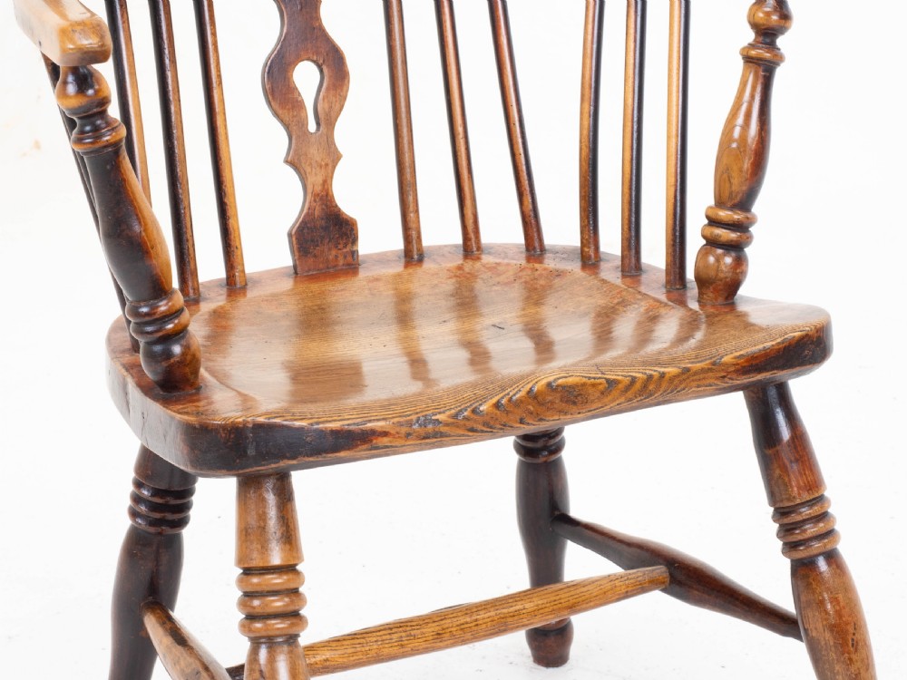 C19th Low Bow Back Elm & Ash Windsor Armchair (Chair Carver) View XI