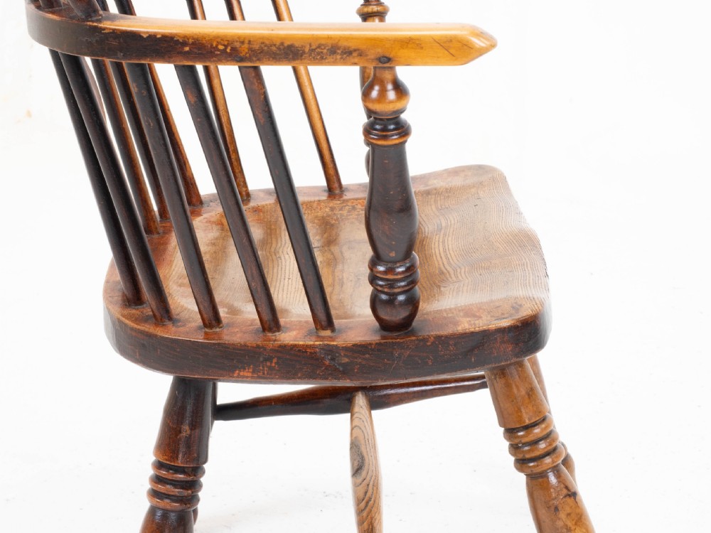 C19th Low Bow Back Elm & Ash Windsor Armchair (Chair Carver) View XII