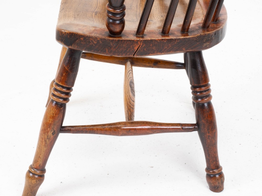 C19th Low Bow Back Elm & Ash Windsor Armchair (Chair Carver) View XVI