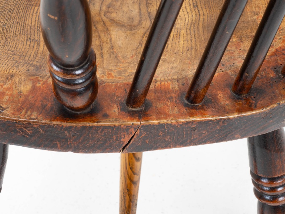C19th Low Bow Back Elm & Ash Windsor Armchair (Chair Carver) View XVII