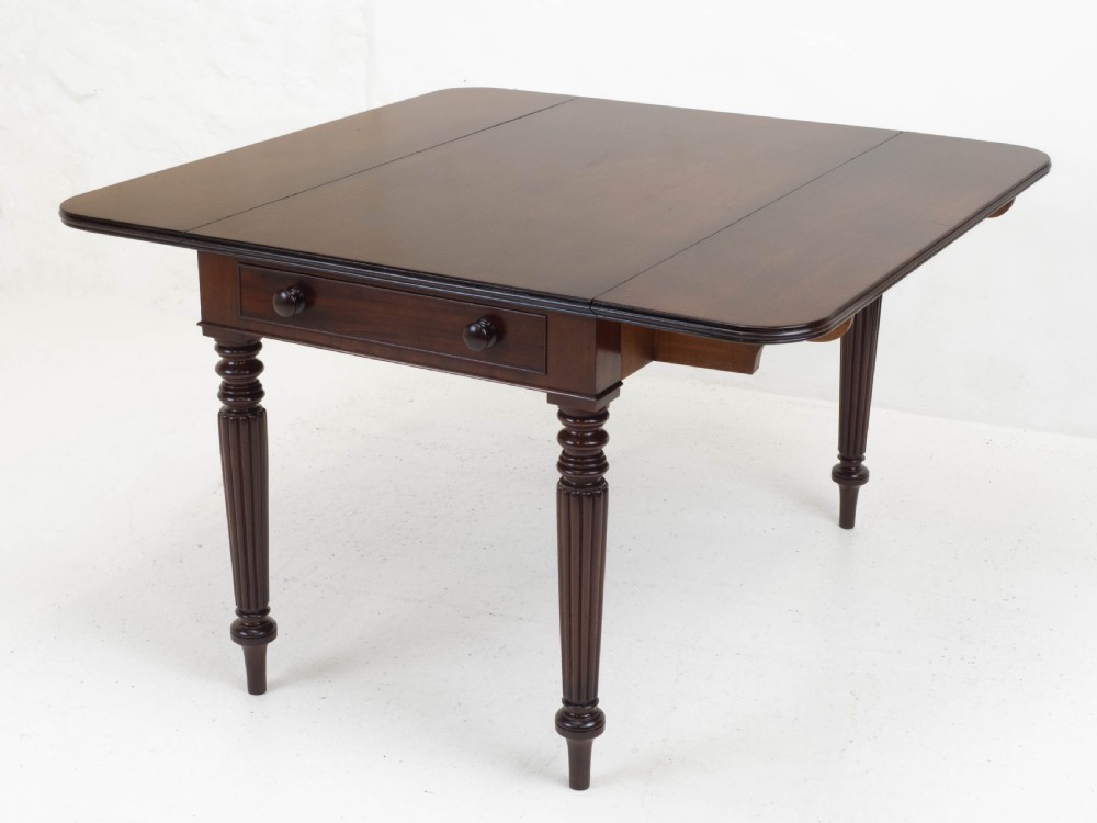 Regency Mahogany Plum Pudding Pembroke Drop Leaf Breakfast Dining Table View VIII