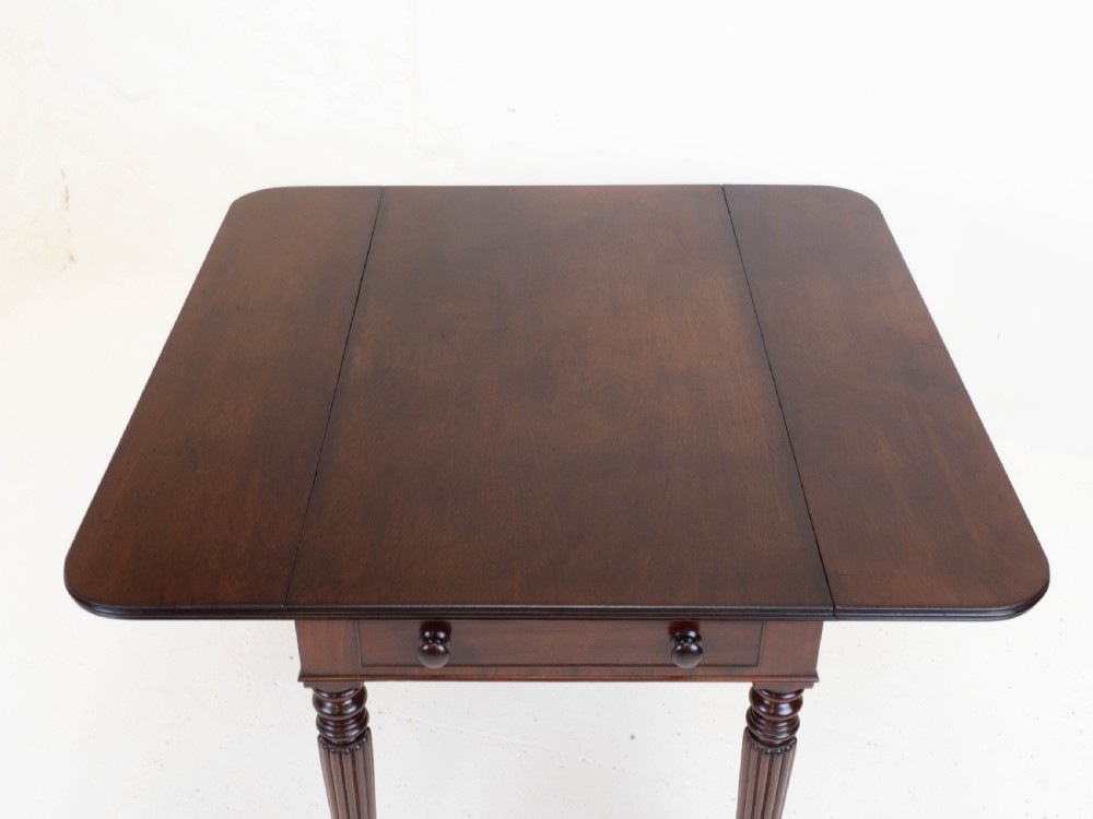 Regency Mahogany Plum Pudding Pembroke Drop Leaf Breakfast Dining Table View XI