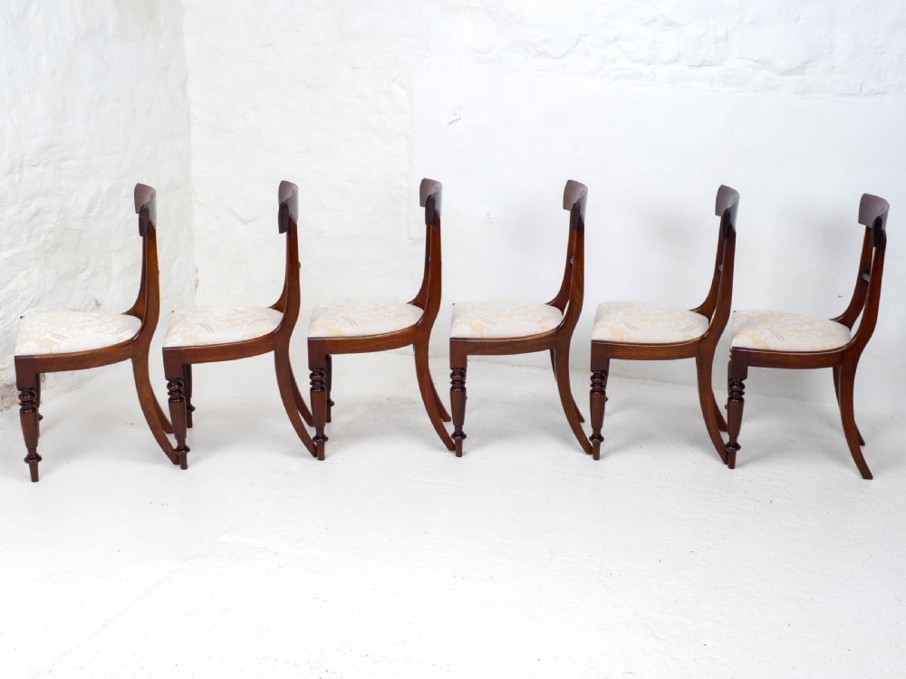 Victorian Set of 8 Mahogany Bar Back Dining Chairs Carvers C1850 View VI