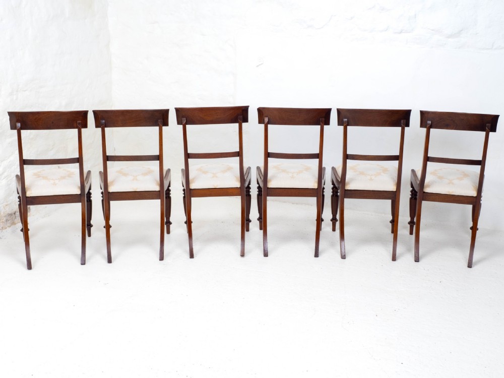 Victorian Set of 8 Mahogany Bar Back Dining Chairs Carvers C1850 View X