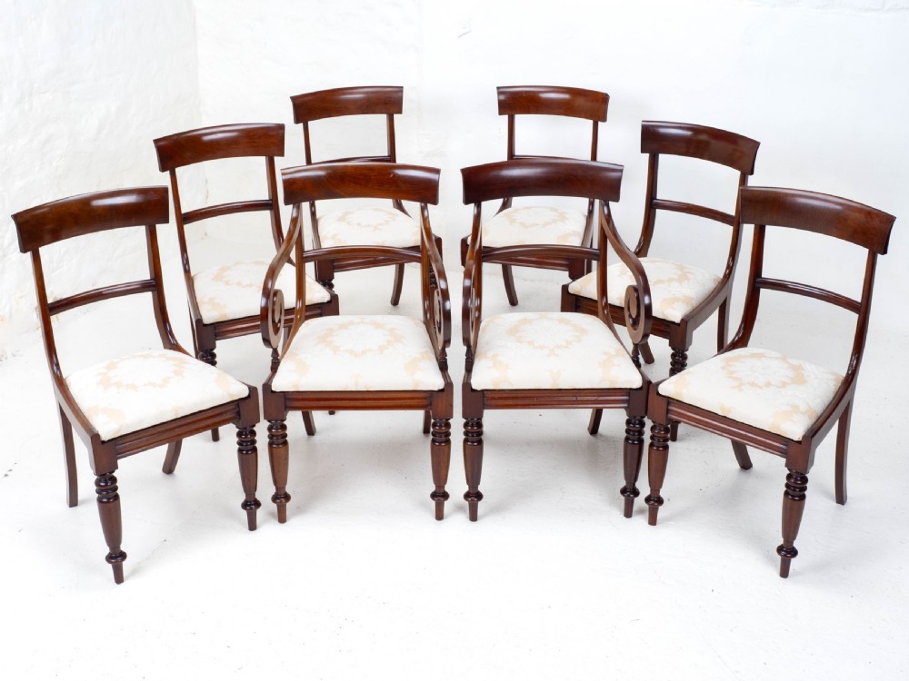 Victorian Set of 8 Mahogany Bar Back Dining Chairs Carvers C1850 View XVIII