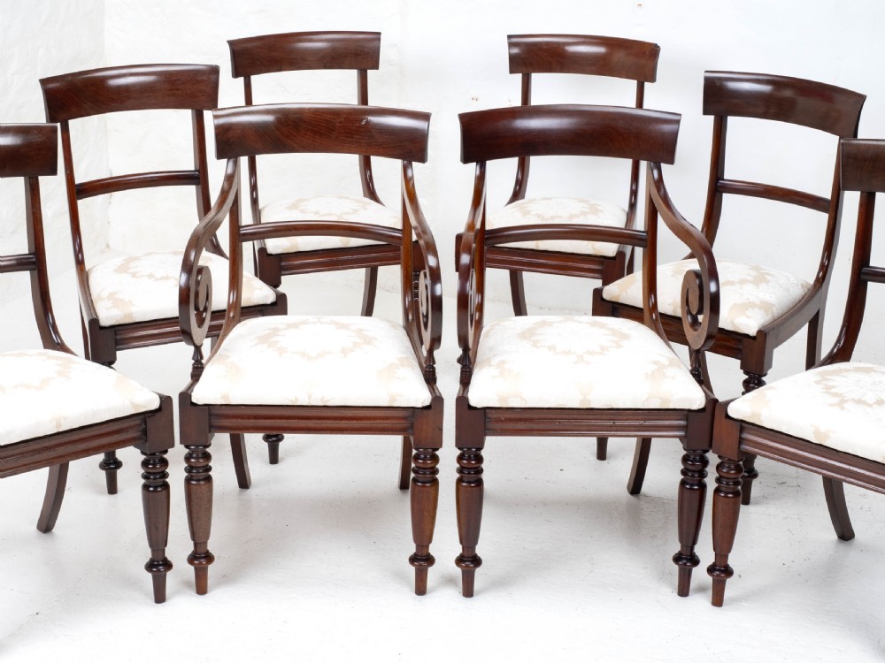 Victorian Set of 8 Mahogany Bar Back Dining Chairs Carvers C1850 View XX