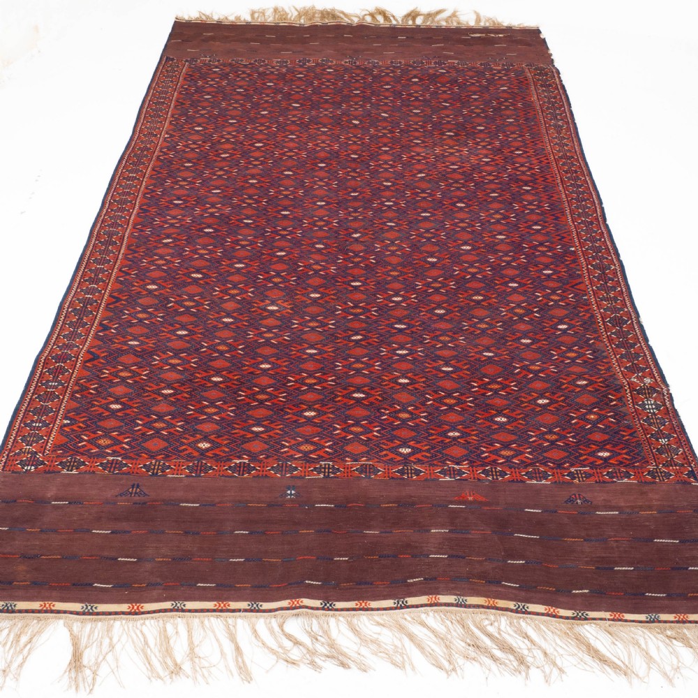 Yomut Turkmen Pallas Soumak Kilim Carpet 367x185cm (12' x 6' Rug)