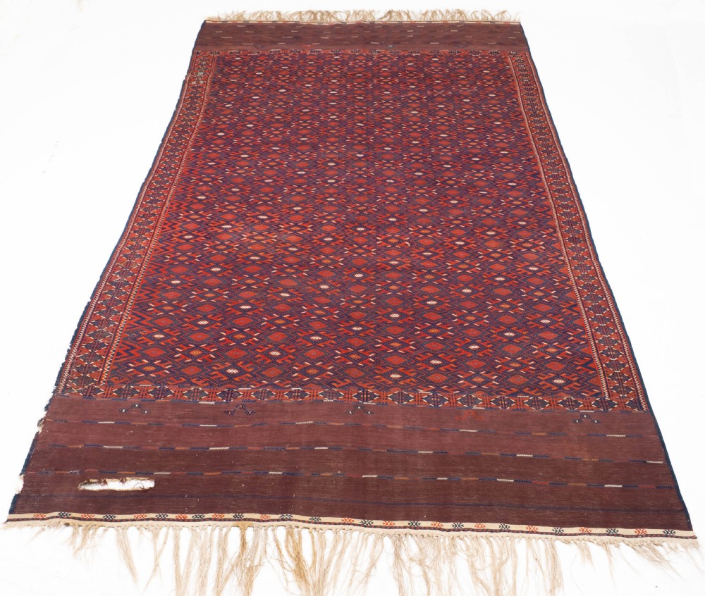 Yomut Turkmen Pallas Soumak Kilim Carpet 367x185cm (12' x 6' Rug) View III