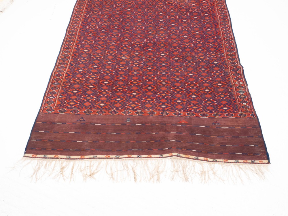 Yomut Turkmen Pallas Soumak Kilim Carpet 367x185cm (12' x 6' Rug) View IV