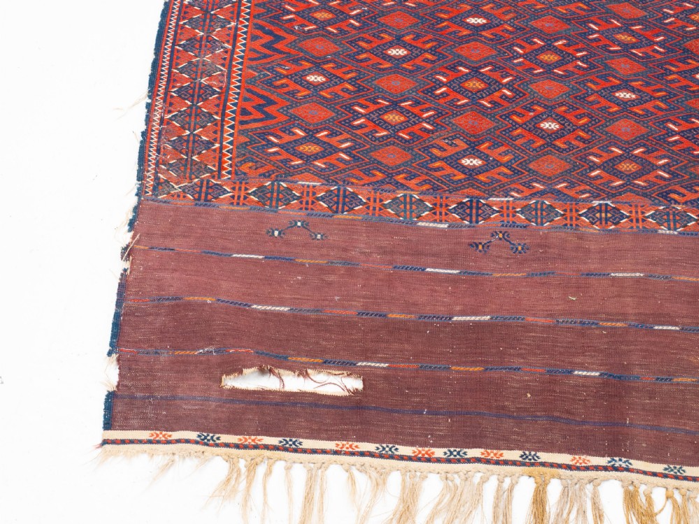 Yomut Turkmen Pallas Soumak Kilim Carpet 367x185cm (12' x 6' Rug) View VIII
