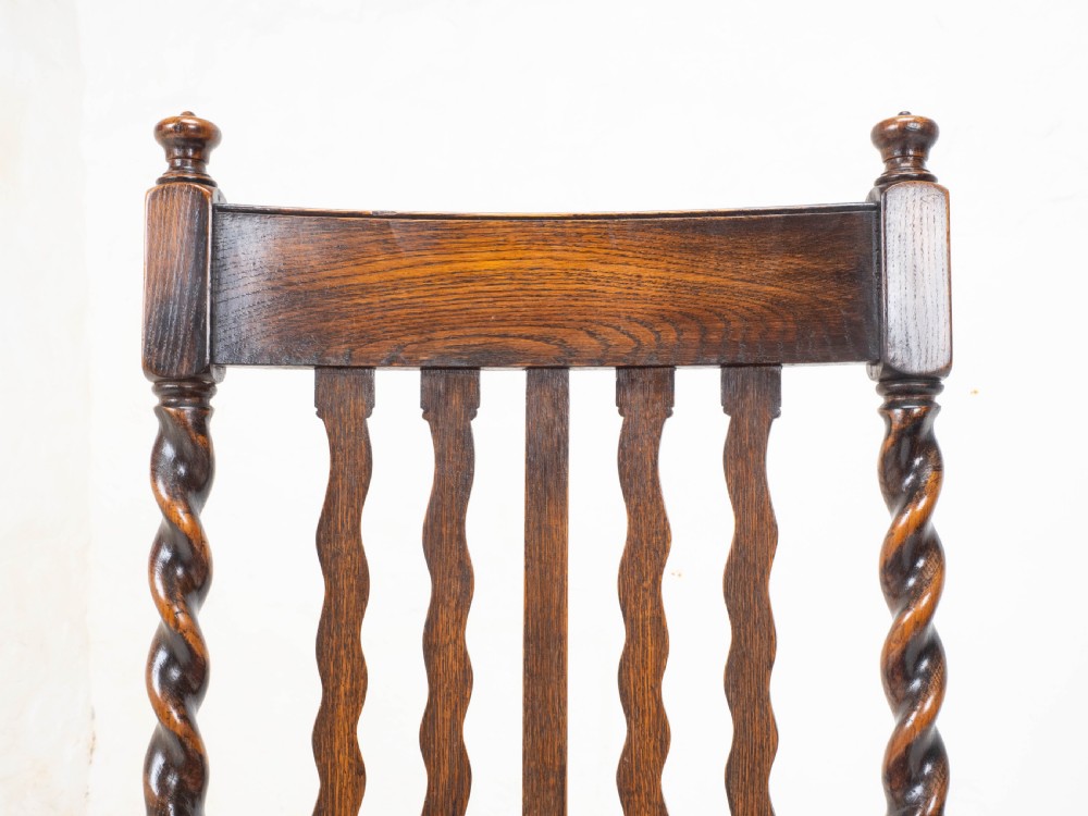 Oak Set of 6 Barley Twist Dining Chairs & Carver Denby & Spinks Leeds C1930 Jacobean Revival View XVII