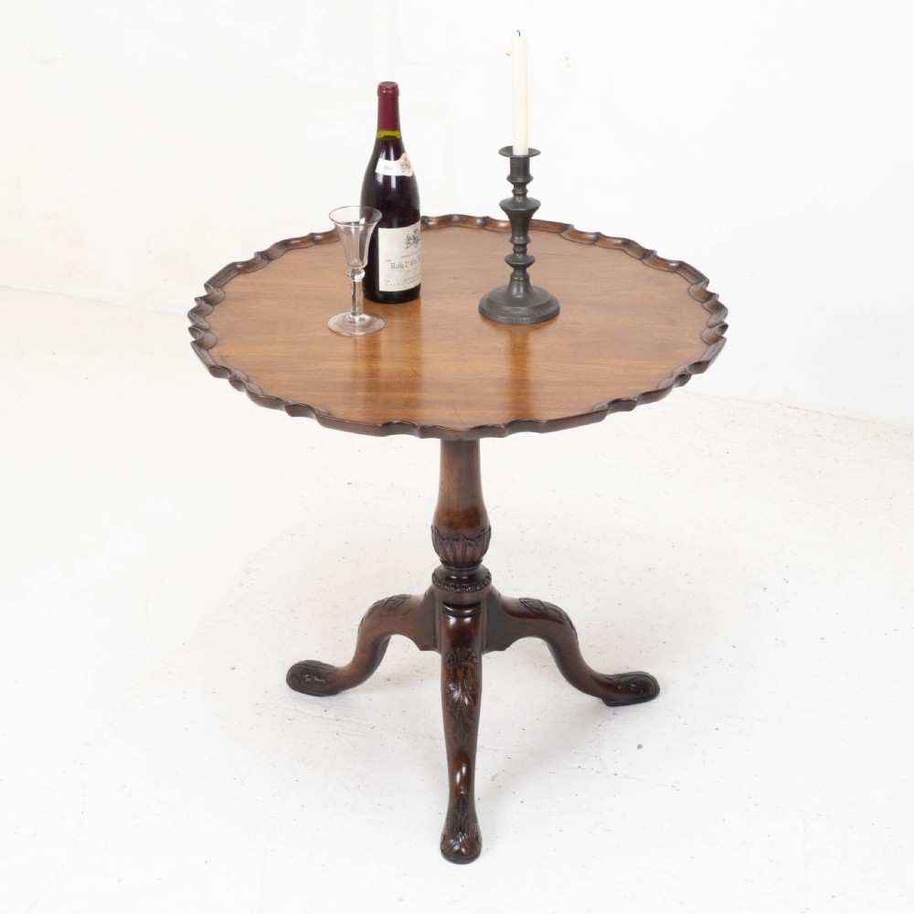 Georgian Pie-Crust Edge Carved Mahogany Birdcage Tilt-top Tripod Table C1760 View II