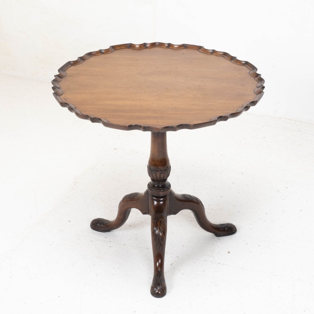 Georgian Pie-Crust Edge Carved Mahogany Birdcage Tilt-top Tripod Table C1760 View III