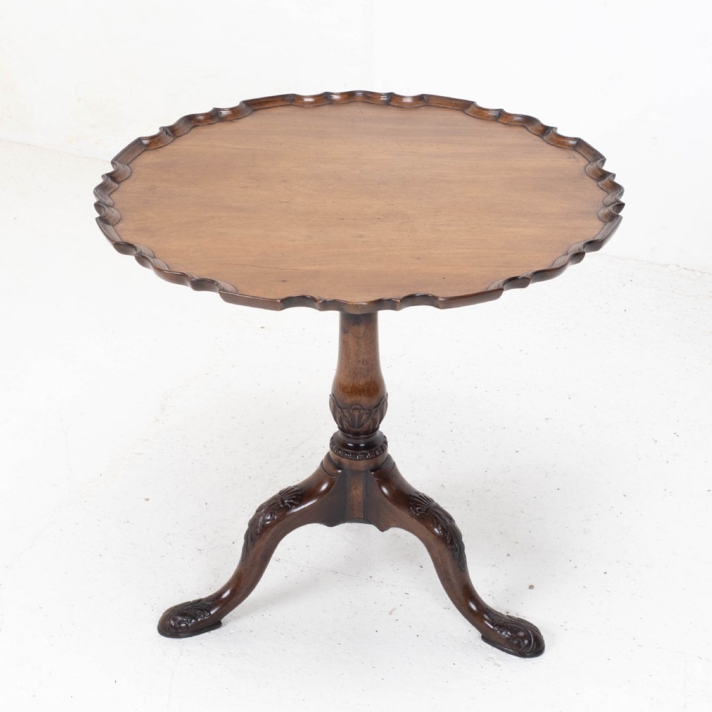 Georgian Pie-Crust Edge Carved Mahogany Birdcage Tilt-top Tripod Table C1760 View IV