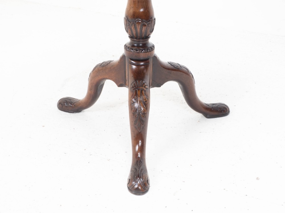 Georgian Pie-Crust Edge Carved Mahogany Birdcage Tilt-top Tripod Table C1760 View IX