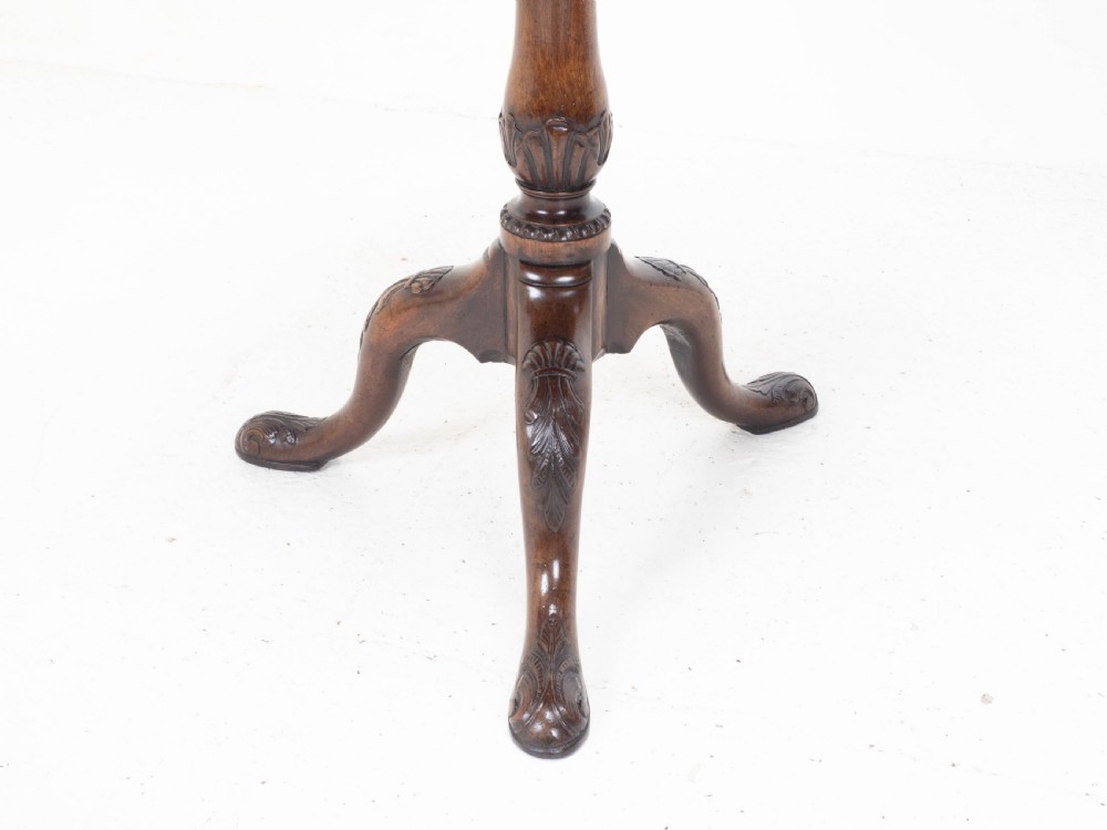 Georgian Pie-Crust Edge Carved Mahogany Birdcage Tilt-top Tripod Table C1760 View XI