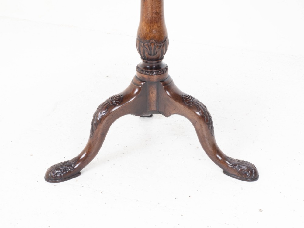 Georgian Pie-Crust Edge Carved Mahogany Birdcage Tilt-top Tripod Table C1760 View XII