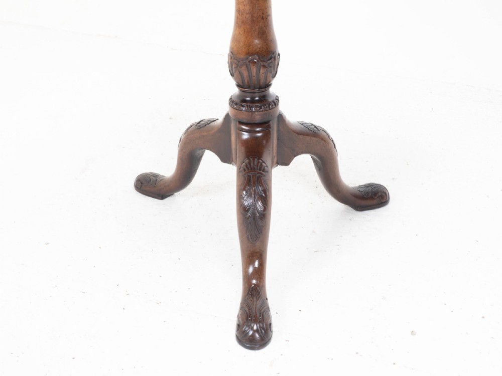 Georgian Pie-Crust Edge Carved Mahogany Birdcage Tilt-top Tripod Table C1760 View XIII