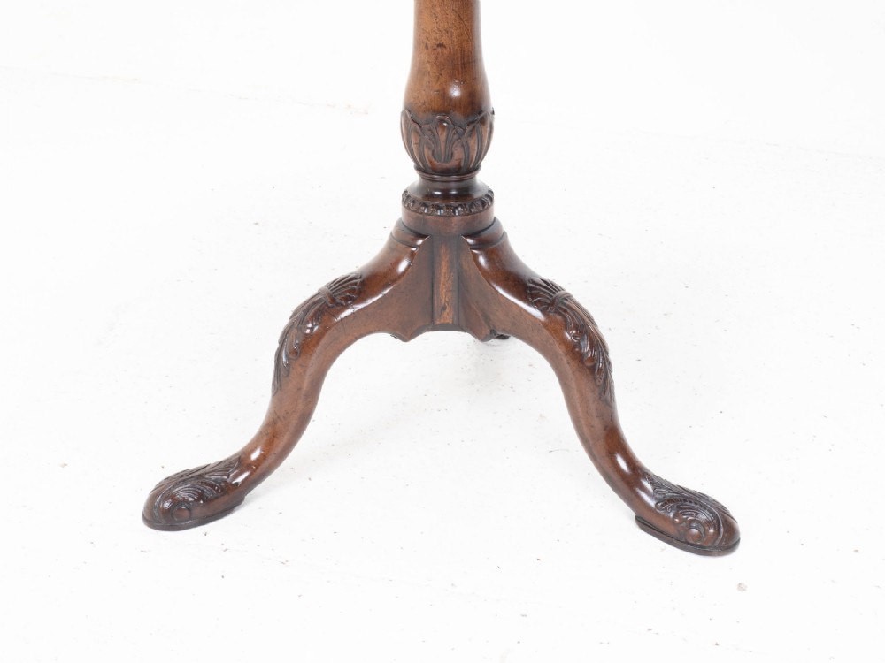 Georgian Pie-Crust Edge Carved Mahogany Birdcage Tilt-top Tripod Table C1760 View XIV