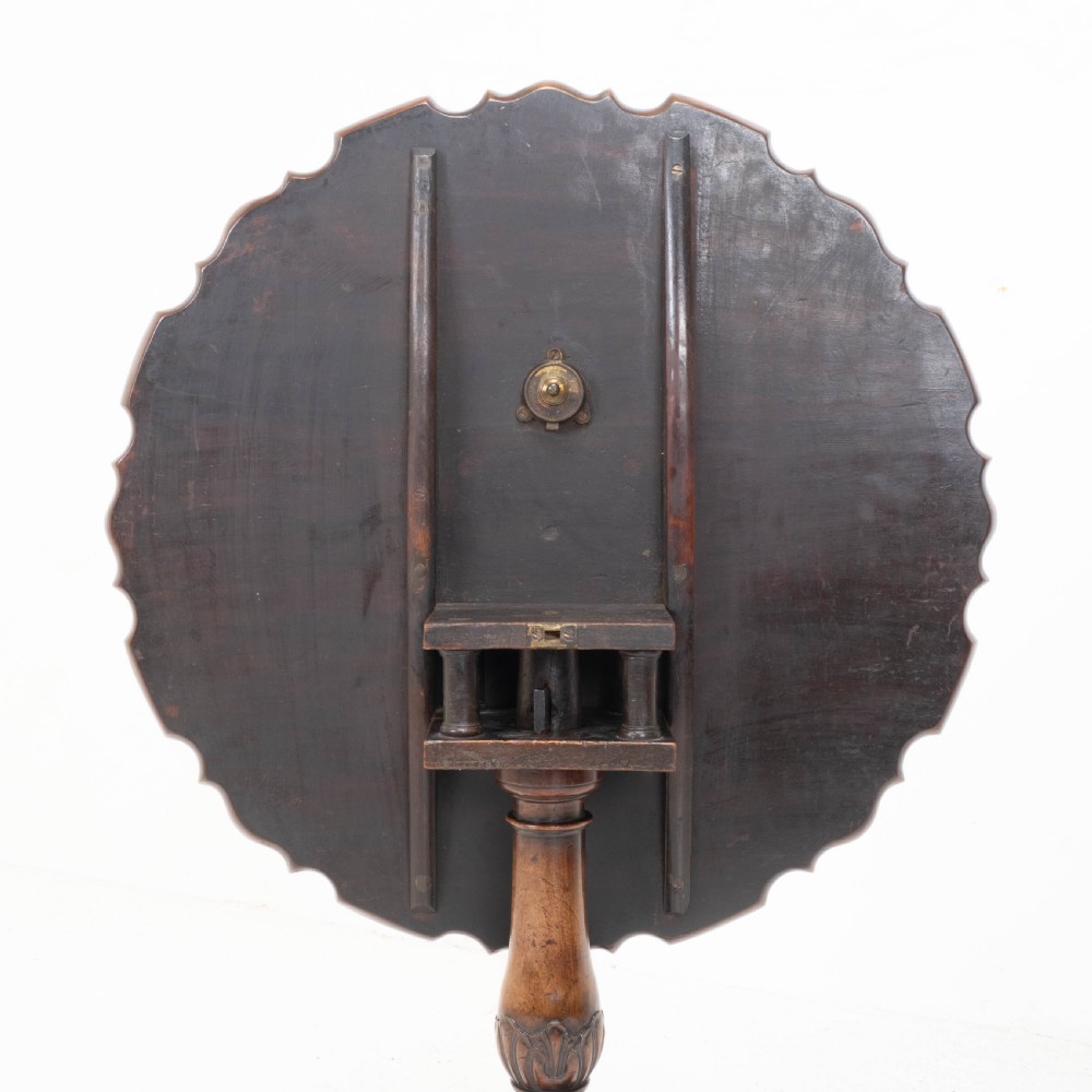 Georgian Pie-Crust Edge Carved Mahogany Birdcage Tilt-top Tripod Table C1760 View XVI