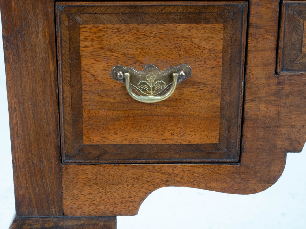 George I Style Walnut Featherbanded & Quarter Veneered Lowboy Side Table w/ Drawers View V