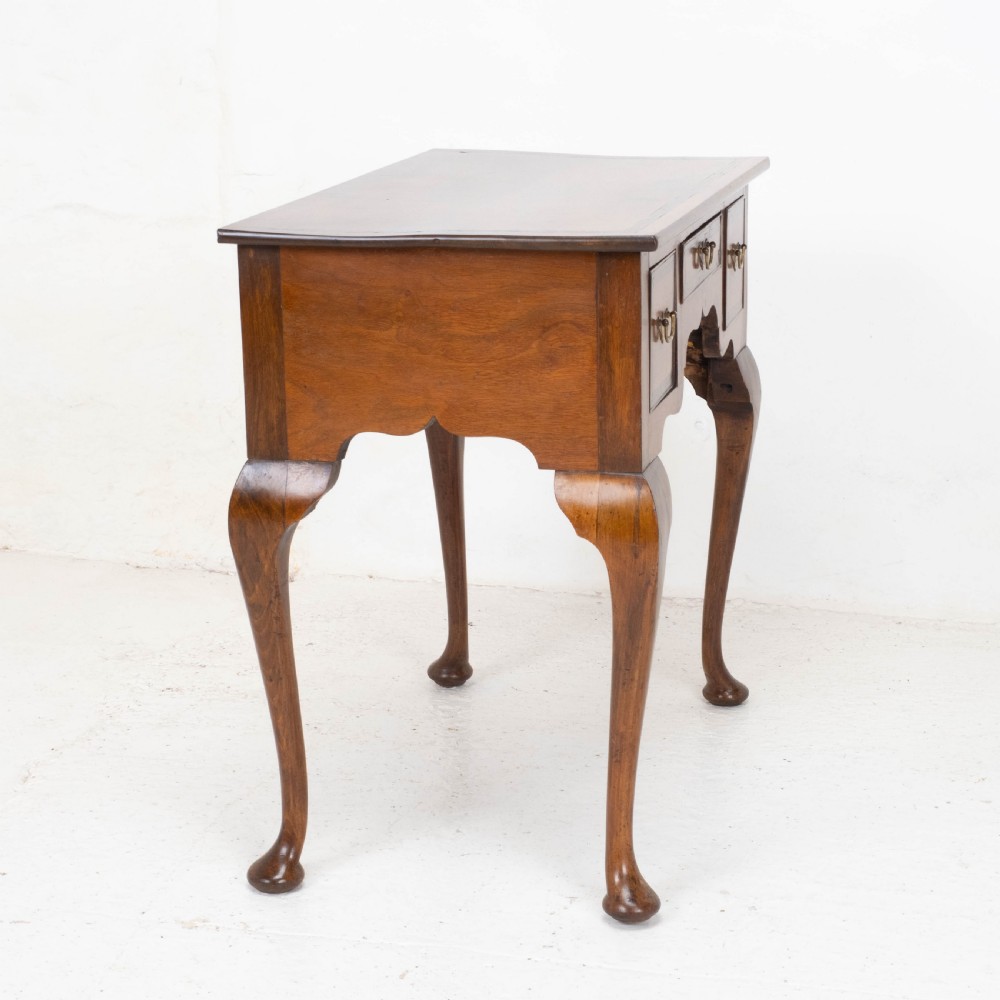 George I Style Walnut Featherbanded & Quarter Veneered Lowboy Side Table w/ Drawers View VI