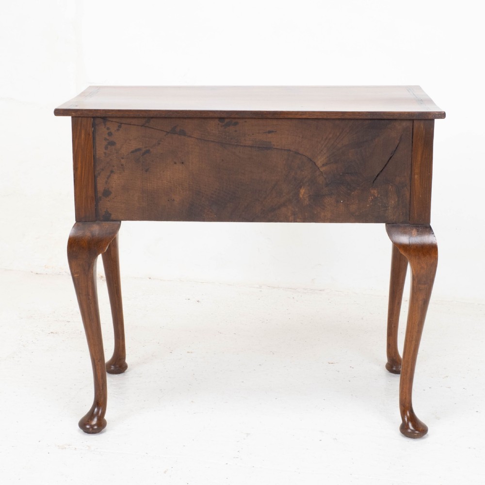 George I Style Walnut Featherbanded & Quarter Veneered Lowboy Side Table w/ Drawers View X