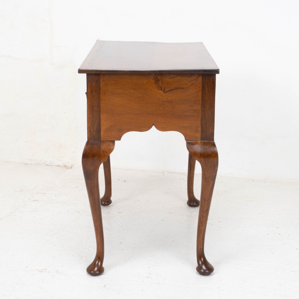 George I Style Walnut Featherbanded & Quarter Veneered Lowboy Side Table w/ Drawers View XI