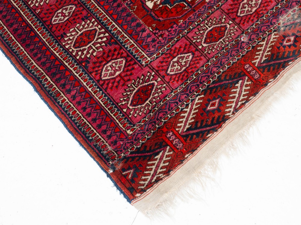 Antique Tekke Turkmen Wedding Rug 4'5'x4' (135x122cm Dowry Marriage) View VI