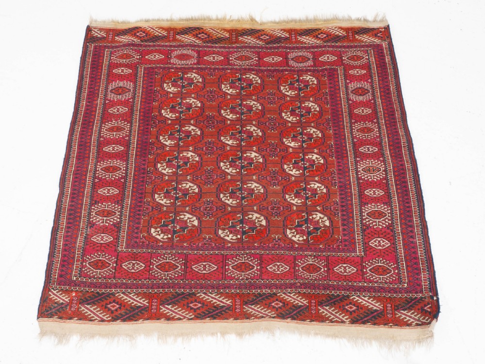 Antique Tekke Turkmen Wedding Rug 4'5'x4' (135x122cm Dowry Marriage) View XI