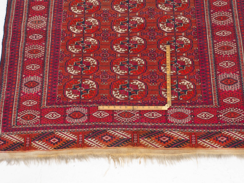 Antique Tekke Turkmen Wedding Rug 4'5'x4' (135x122cm Dowry Marriage) View XII