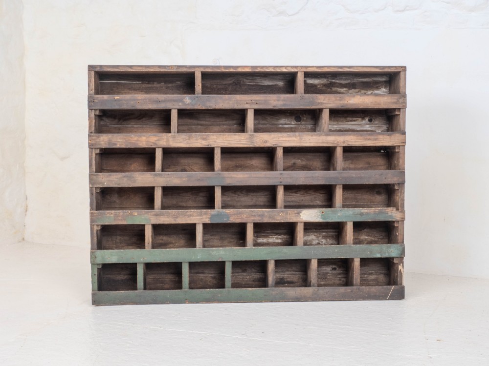 Vintage Early C20th Pine Industrial / Workshop Pigeon Holes Storage View II