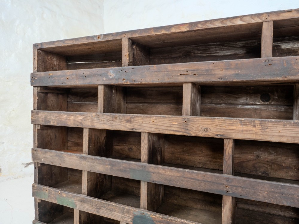 Vintage Early C20th Pine Industrial / Workshop Pigeon Holes Storage View VII