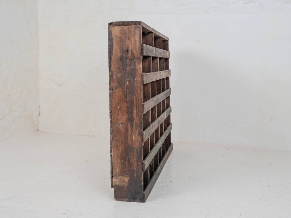 Vintage Early C20th Pine Industrial / Workshop Pigeon Holes Storage View X