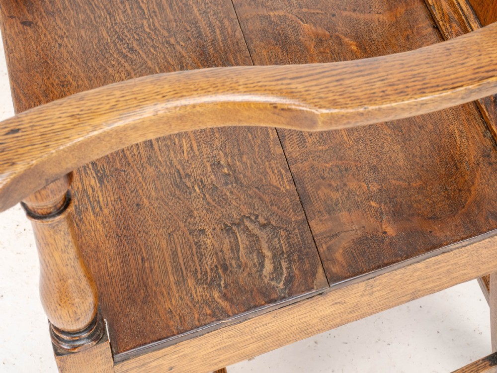 C18th Georgian Country Chippendale Style Oak Carver Open Armchair (George III) View XIII