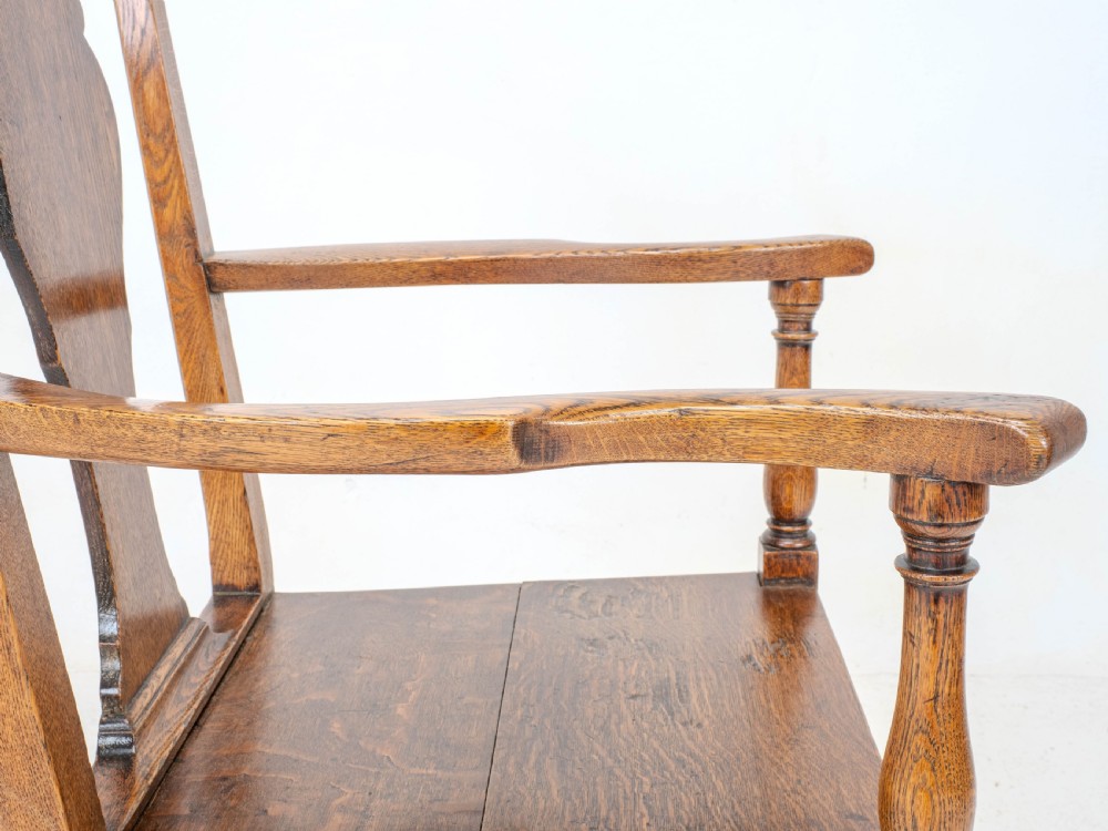 C18th Georgian Country Chippendale Style Oak Carver Open Armchair (George III) View XV