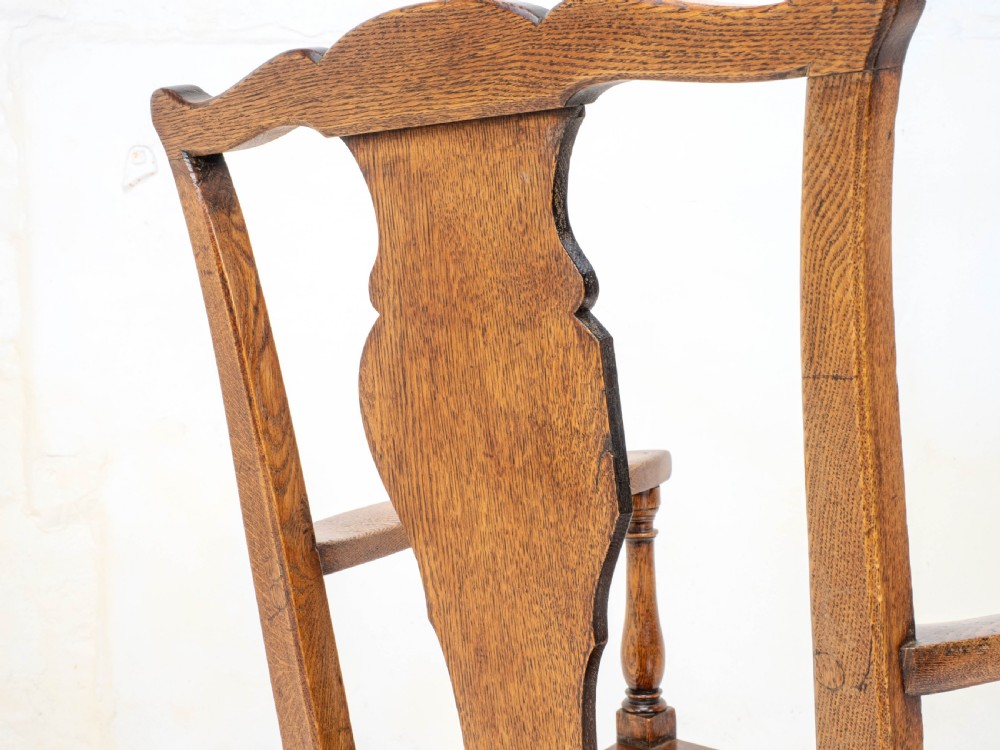 C18th Georgian Country Chippendale Style Oak Carver Open Armchair (George III) View XVI