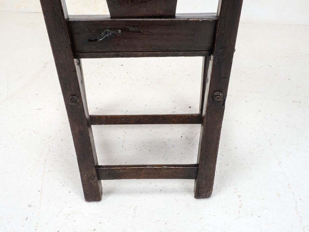 Pair of C18th Georgian Country Chippendale Style Oak Chairs (George III) View IX