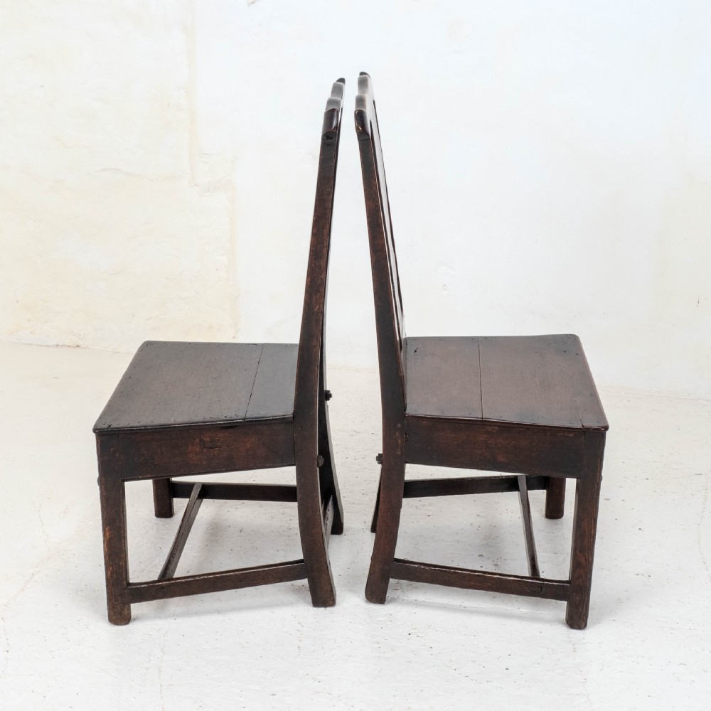 Pair of C18th Georgian Country Chippendale Style Oak Chairs (George III) View XI