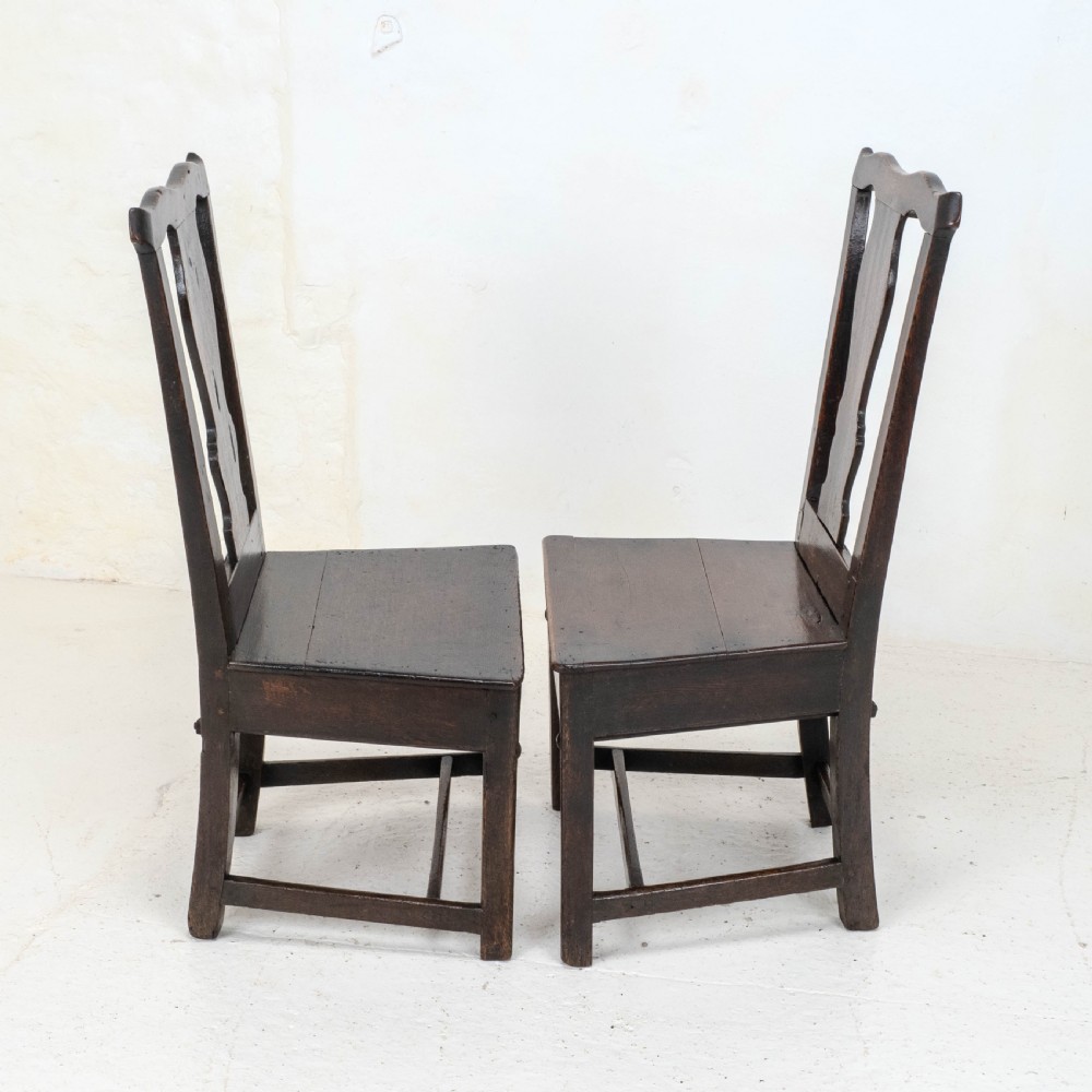 Pair of C18th Georgian Country Chippendale Style Oak Chairs (George III) View XII