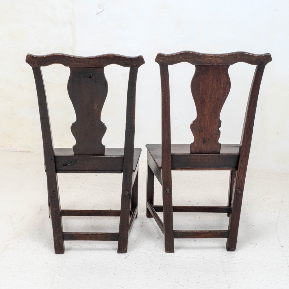 Pair of C18th Georgian Country Chippendale Style Oak Chairs (George III) View XIII