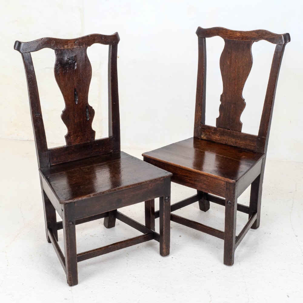 Pair of C18th Georgian Country Chippendale Style Oak Chairs (George III) View XIV