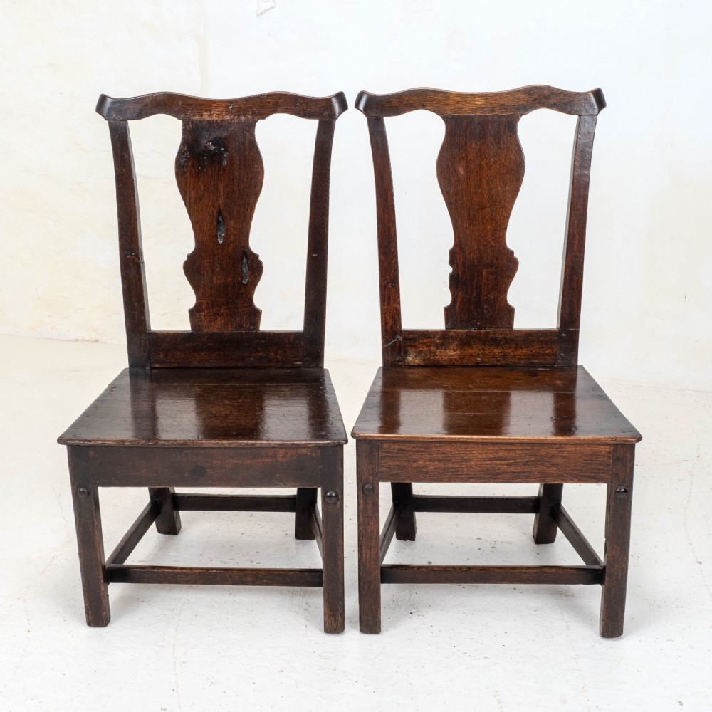 Pair of C18th Georgian Country Chippendale Style Oak Chairs (George III) View XV