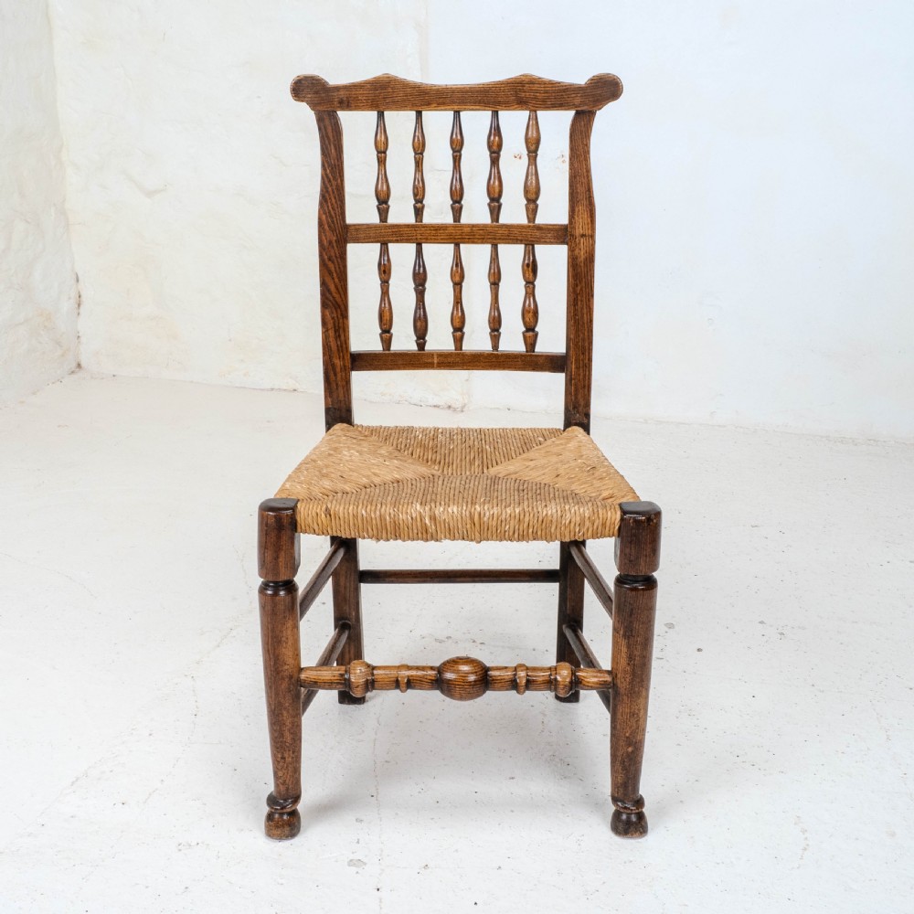 C19th Harlequin Set of 4 Lancashire Country Dining Chairs (Farmhouse Oak Elm Ash) View VII