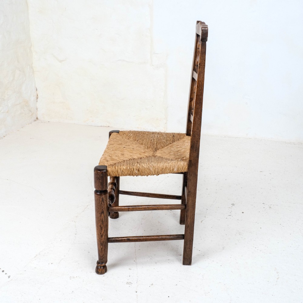 C19th Harlequin Set of 4 Lancashire Country Dining Chairs (Farmhouse Oak Elm Ash) View VIII