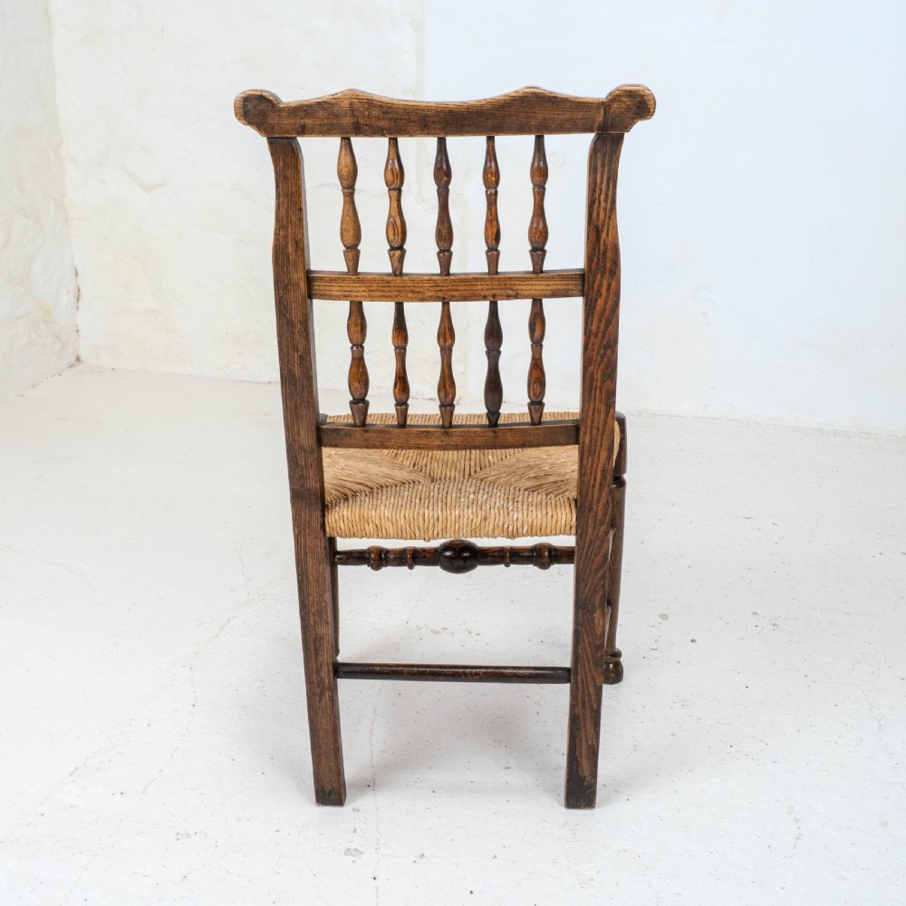 C19th Harlequin Set of 4 Lancashire Country Dining Chairs (Farmhouse Oak Elm Ash) View IX