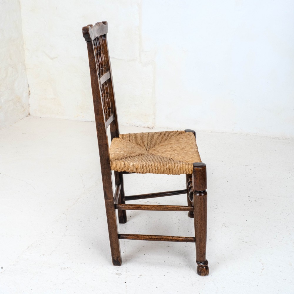 C19th Harlequin Set of 4 Lancashire Country Dining Chairs (Farmhouse Oak Elm Ash) View X