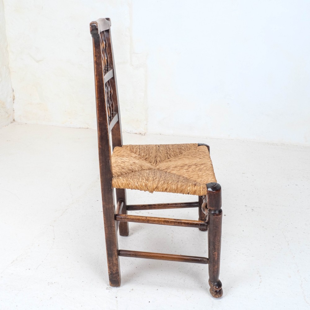 C19th Harlequin Set of 4 Lancashire Country Dining Chairs (Farmhouse Oak Elm Ash) View XIV