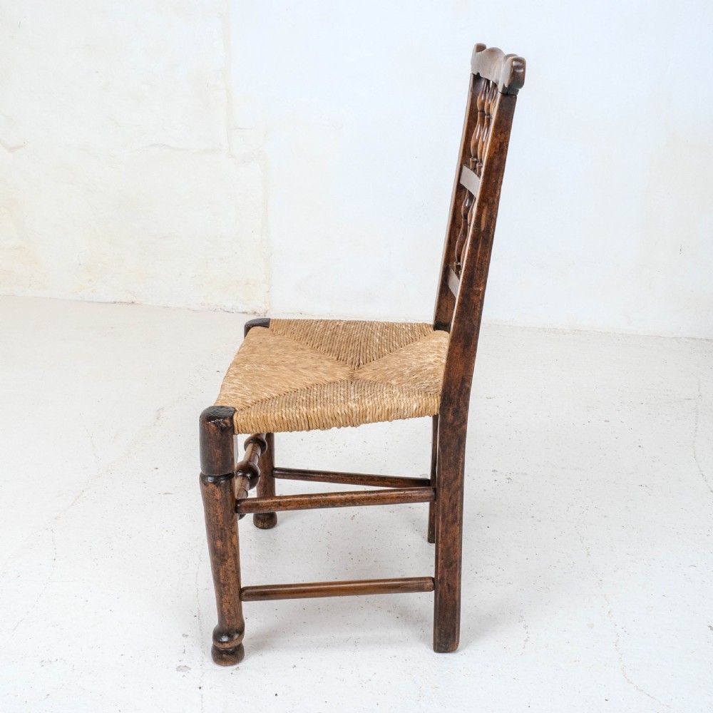 C19th Harlequin Set of 4 Lancashire Country Dining Chairs (Farmhouse Oak Elm Ash) View XVI